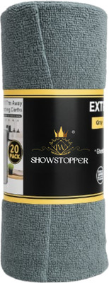 SHOWSTOPPER Microfiber Roll Grey Reusable, Washable for Home,Kitchen, Everyday Use Wet and Dry Microfiber Cleaning Cloth(20 Units)