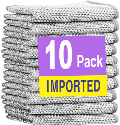 Vikat Wet and Dry Microfiber, Polyester, Stainless Steel Cleaning Cloth(10 Units)