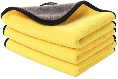 WINKCART Premium Dual-Color Microfiber Car Cleaning Cloth ,Ultra Absorbent,Reusable Wet and Dry Microfiber Cleaning Cloth(3 Units)