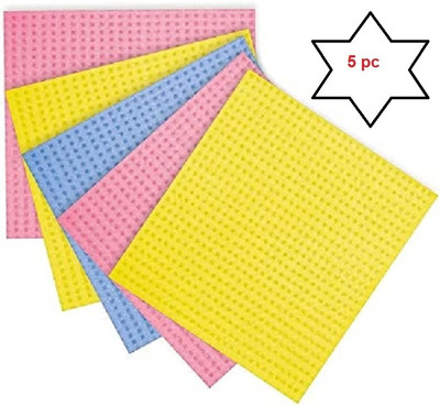 PITRADEV Highly Absorbent Cellulose and Cotton Sponge Cloth for Kitchen and Home Cleaning Wet and Dry Sponge Cleaning Cloth(5 Units)
