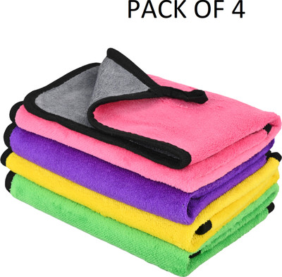 Greensify Pack of 4 -500 GSM , 40x40For Car And Bike - Scratchless Drying And Detailing Dry Microfiber Cleaning Cloth(4 Units)