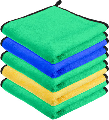 KUBER INDUSTRIES 400 GSM Cleaning Towel for Kitchen with Hanging Loop|40x60|Pack of 5|Multi Wet and Dry Microfiber Cleaning Cloth(5 Units)