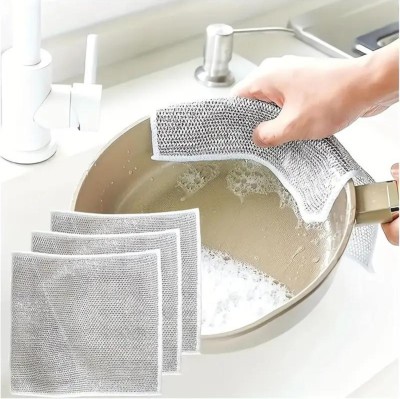 Hofason Multipurpose Wire Dishwashing Rags for Wet and Dry Stainless Steel Scrubber Wet and Dry Polyester, Nylon Cleaning Cloth(8 Units)