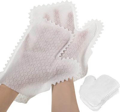 GREECHO Microfiber Gloves Dusting Cloth Dust Wipes Feather Duster Window Cleaning Gloves Wet and Dry Disposable Glove Set(Medium Pack of 10)