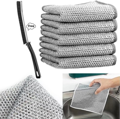 TrendKart 3 Pcs Non Scratch Dish Wash Cloth - Non Scratch Wire Dish Cloth -Dish Wash Cloth Wet and Dry Cotton Cleaning Cloth(3 Units)