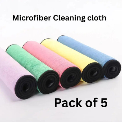 Mithan Microfiber Cloth 800 Gsm - Pack of 5(30X40 cm)-Comes in Random Colours Wet and Dry Microfiber Cleaning Cloth(5 Units)
