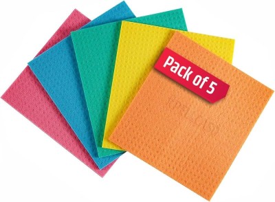 R Enterprises Wet and Dry Sponge Cleaning Cloth(5 Units)