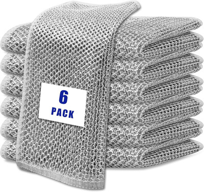 DRMTLGY Non-Scratch Wire Dishcloth & Gaps Cleaning Brush, Easy Rinsing, Reusable,Sinks Wet and Dry Iron Cleaning Cloth(6 Units)