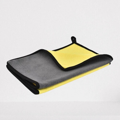 MP MOTORPROTEK 700 GSM Microfiber Towels 2PCS, Grey Yellow, Dual Side Fleece Medium 30cmx40cm Wet and Dry Microfiber Cleaning Cloth(2 Units)