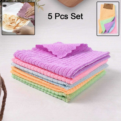 Evelyn Premium Microfiber Cleaning Cloths - 5 pcs Set Wet and Dry Microfiber Cleaning Cloth(5 Units)