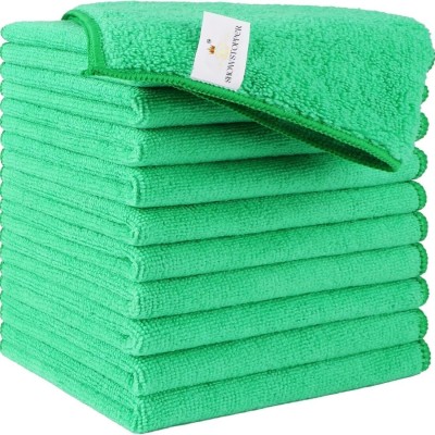 SHOWSTOPPER Green 250 GSM (30X30)cm Cleaning Rags Towels for House, Car, Windows Dry Microfiber Cleaning Cloth(12 Units)