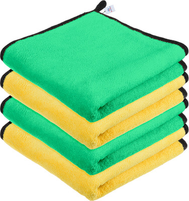 Heart Home 400 GSM Cleaning Towel for Kitchen with Hanging Loop|40x60|Pack of 4|Multi Wet and Dry Microfiber Cleaning Cloth(4 Units)