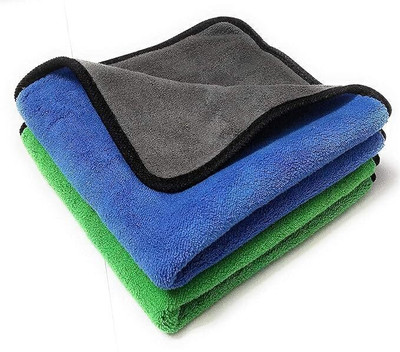 KitchenQ Multipurpose 650 GSM 16.4X16.4 Inches Large High Quality Wet and Dry Microfiber Cleaning Cloth(2 Units)