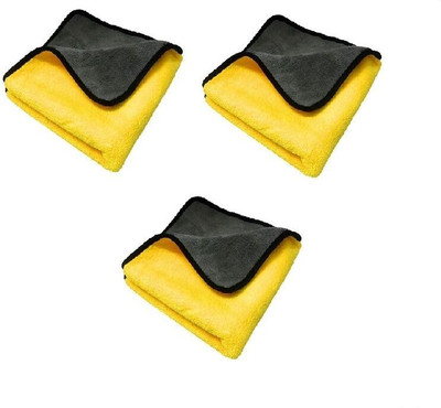PITRADEV Microfiber Vehicle Washing Cloth (Pack Of 3, 800 GSM) Wet and Dry Microfiber Cleaning Cloth(3 Units)