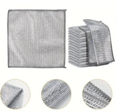 Hofason Multipurpose Wire Dishwashing Rags for Wet and Dry Stainless Steel Scrubber Wet and Dry Polyester, Nylon Cleaning Cloth(4 Units)