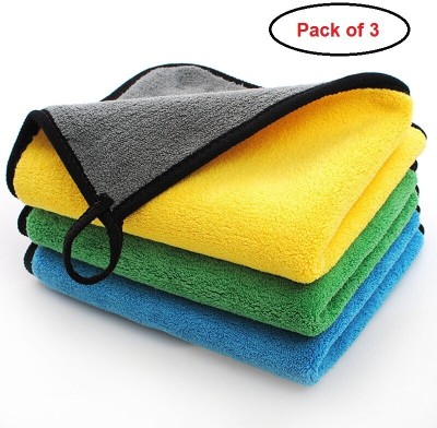 Manav Microfiber Car Towel Pack-3 Wet and Dry Microfiber Cleaning Cloth(3 Units)