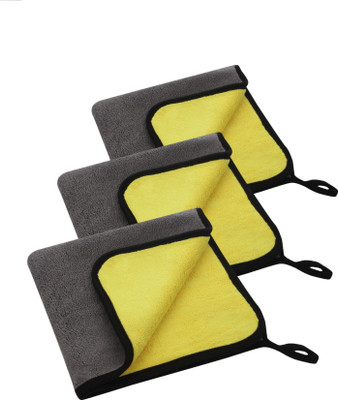 Manav Pack of 3 Multi-Purpose Ultra-Thick & Soft Dual Sided Cleaning Cloth 93.117 Wet and Dry Cotton Cleaning Cloth(3 Units)
