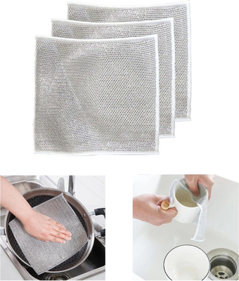 Maahixa Dish Wash Cloth Multipurpose Dishwashing Rags Non-Scratch Wire Wet and Dry Microfiber, Polyester, Nylon Cleaning Cloth(3 Units)