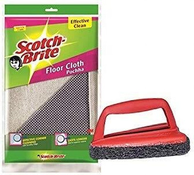Scotch-Brite Floor Cleaning Cloth & Jet Scrubber Brush Combo Pack Wet Cotton Cleaning Cloth