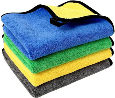spillfreely 40X40 400GSM Microfiber Cleaning Cloth for Home and Kitchen, Car & Bike Wet and Dry Microfiber Cleaning Cloth(4 Units)