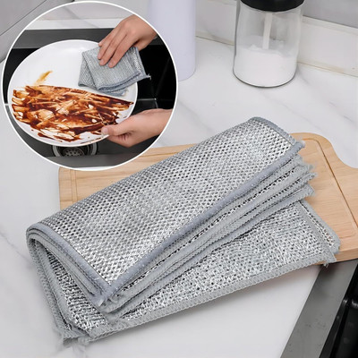 Buyer Choice Non Scratch Dish wash Cloths for Kitchen Double Layer Scrubber for Utensils Stainless Steel Scrub(Large, Pack of 5)