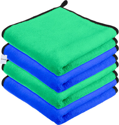 HOMESTIC 400 GSM Cleaning Towel for Kitchen with Hanging Loop|40x40|Pack of 4|Multi Wet and Dry Microfiber Cleaning Cloth(4 Units)