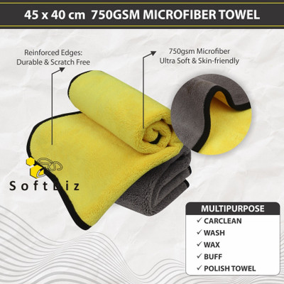 AM Creations Microfiber Vehicle Washing  Cloth(Pack Of 6, 600 GSM)