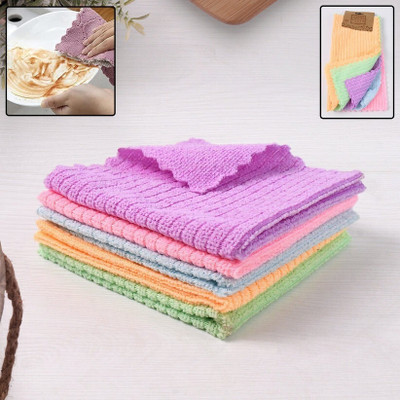 DeoDap Pack of 5 Microfiber Cleaning Cloths – Super Absorbent & Reusable Pochha Wet and Dry Microfiber Cleaning Cloth(5 Units)