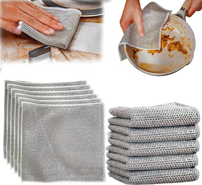 WUUP Multipurpose Wire Dishwashing Rag for Wet and Dry Dish Wet and Dry Steel Cleaning Cloth(10 Units)