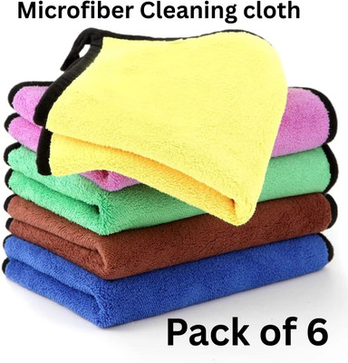 Mithan Microfiber Cloth 800 Gsm - Pack of 6(30X40 cm)-Comes in Random Colours Wet and Dry Microfiber Cleaning Cloth(6 Units)