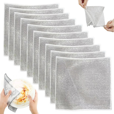 Valora Store Non-Scratch Wire Dish Wash Scrubbing & Cleaning Rags Cloth Wet and Dry Steel Scrub Pad(Regular, Pack of 10)