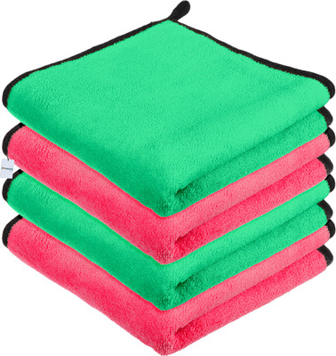 HOMESTIC 400 GSM Cleaning Towel for Kitchen with Hanging Loop|40x40|Pack of 4|Multi Wet and Dry Microfiber Cleaning Cloth(4 Units)