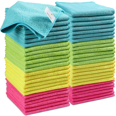 SHOWSTOPPER 4 Color Assorted,250 GSM (30X30) Super Soft Premium Streak Free Washable Wet and Dry Microfiber Cleaning Cloth(50 Units)
