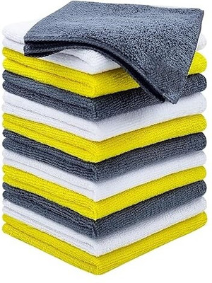 SHOWSTOPPER Highly Absorbent Lint and Streak Free Multi -Purpose Wash Cloth 3 color 30x30cm Wet and Dry Microfiber Cleaning Cloth(12 Units)