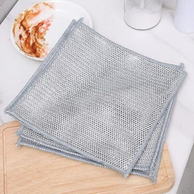 Lariox Non-Scratch Wire Dishcloth Multipurpose Wire Dishwashing Rags Wet and Dry Microfiber, Polyester, Nylon Cleaning Cloth(3 Units)