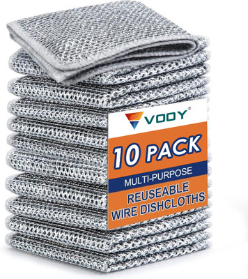 Vooy VOOY 10 Pack Non-Scratch Wire Dishcloth Wet and Dry Silver Cleaning Cloth(10 Units)