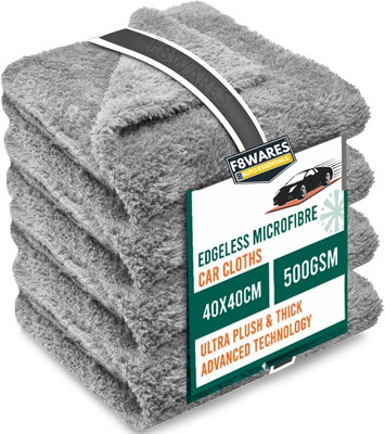 F8WARES Microfiber Cloth for Car-Absorbent Car Cleaning Cloth Edgeless 550 GSM 40X40 cm Wet and Dry Microfiber Cleaning Cloth(4 Units)