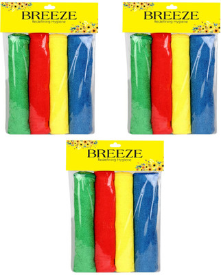 BREEZE Microfiber Highly Absorbent, Lint and Streak Free, Multi -Purpose Wash Cloth Wet and Dry Polyester Cleaning Cloth(12 Units)