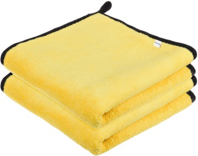 HOMESTIC Microfiber Hanging Loop Cleaning Towel For Kitchen|Car|40x40 Cm|Pack of 2|Yellow Wet and Dry Microfiber Cleaning Cloth(2 Units)