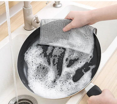 ALL THINGS MORE SHOP Pack of 2 Dishwashing Scrub Pad/ Steel Wire Cleaning Cloth CCx2.19 Wet and Dry Microfiber, Stainless Steel Cleaning Cloth