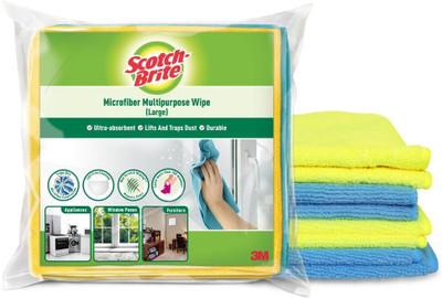 Scotch-Brite Microfiber Cloth for Home, Kitchen Cleaning, 40x40 cm Wet and Dry Microfiber Cleaning Cloth(4 Units)