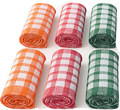 velmorahome Check Duster 18X18 Wet and Dry Cotton Cleaning Cloth(6 Units)