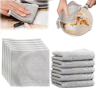 ALWAFLI Non Scratch Dish wash Cloths for Kitchen Scrubber Reusable Mesh Wire Cloth Scrub Pad, Scrub Sponge, Sponge Wipe(Medium, Pack of 5)