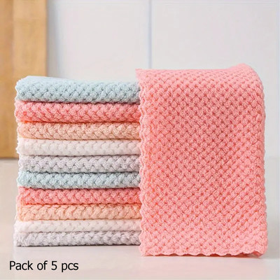 KITCHEN SHARP Kitchen Cloth Dish Towels Microfiber Cleaning Cloth 30X30cm Wet and Dry Microfiber Cleaning Cloth(5 Units)
