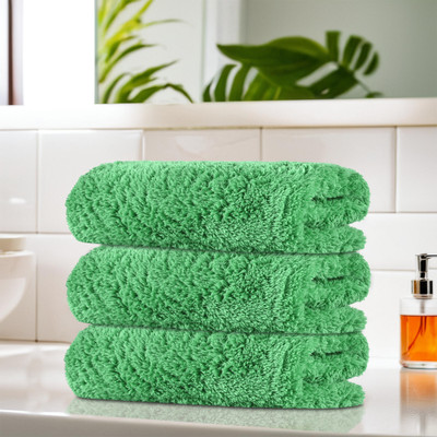 HOMESTIC 3 Pcs 30x60 cm Microfiber Cleaning Cloth for Window, Car and Bike | Green Wet and Dry Microfiber Cleaning Cloth(3 Units)