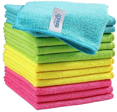 HOMEXCEL Highly Absorbent Lint and Streak Free 4 Color Assorted (30x30cm) Pack 12 Wet and Dry Microfiber Cleaning Cloth(12 Units)