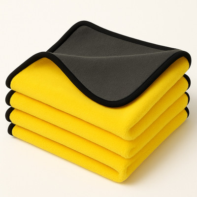 TRIVANA Pack of 3 – 800 GSM Yellow/Grey Microfiber Cloth for Car & Home Cleaning Wet and Dry Microfiber Cleaning Cloth(3 Units)