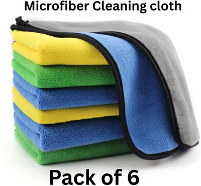 Mithan Microfiber Cloth 800 Gsm - Pack of 6(30X40 cm)-Comes in Random Colours Wet and Dry Microfiber Cleaning Cloth(6 Units)