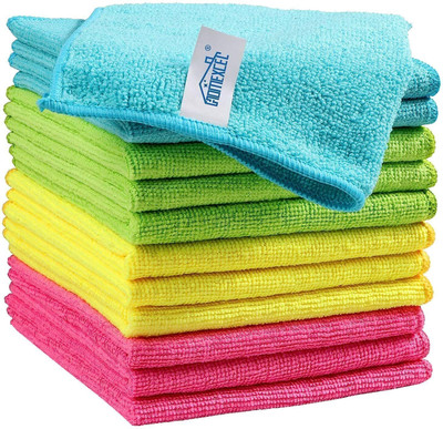 HOMEXCEL Cleaning Cloth 4 Color Assorted pack of 12 Wet and Dry Microfiber Cleaning Cloth(12 Units)