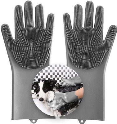 NDKART Magic Silicon Dish Washing Gloves, Silicone Cleaning Gloves Wet and Dry Glove(Medium)